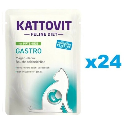 Kattovit Feline Diet Gastro Morčacie s ryžou 24 x 85 g