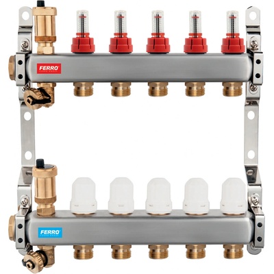 Novaservis Rozdělovač s průtokoměry a uzav. ventily, 10 okruhů SN-RZPU10S