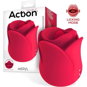 Image 1 of Action Meryl Licking & Vibrating Mouth Shape Rose Massager
