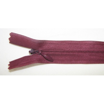 Zips krytý nedeliteľný 20cm bordová
