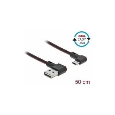 Delock 85270 EASY-USB 2.0 Typ-A samec na EASY-USB Typ Micro-B samec pravoúhlý levý / pravý, 0,5m, černý