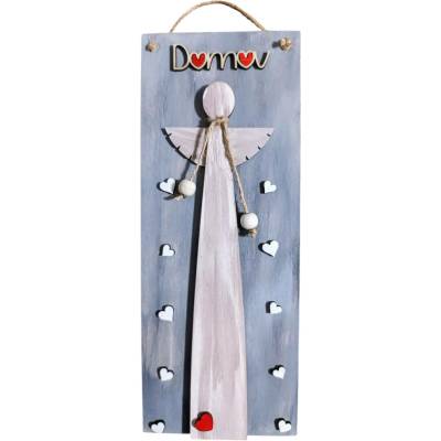 Dekorace z Řečice Andělská dřevěná cedulka "Domov"30×10cm