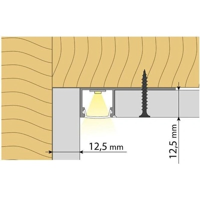 ML-761.335.05.3 Hliníkový profil pro sádrokartony AW 47x15 mm včetně mléčného difuzoru 3 m