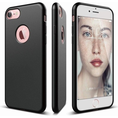 elago S7 Slim Fit Soft Case + HD Clear Film - тънък силиконов калъф и HD покритие за iPhone 8, iPhone 7 (черен-мат)
