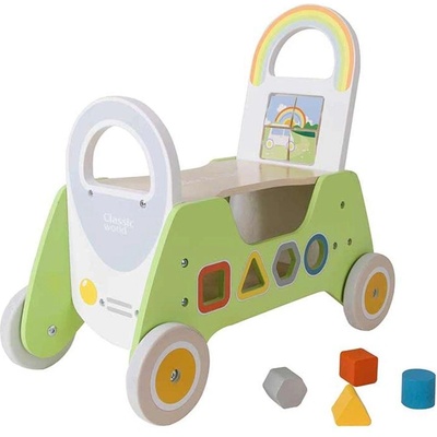 GUGA Детски дървен уолкър-проходилка 2 в 1 Classic World (6927049015090)