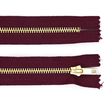 Pro Háčkování Kovový zip nedělitelný 12 cm, Ø 6 mm vínový