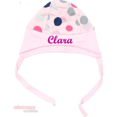 Kojenecká čiapka BABY s menom PINK DOTS