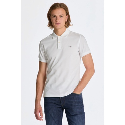 Gant slim shield SS pique Polo white