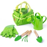 Bigjigs Toys Градински комплект инструменти в зелена платнена чанта (BJ279)