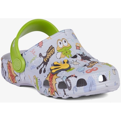 Coqui detské clogsy Little Frog Khaki grey Party green Hero Amulet