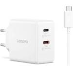 Lenovo Адаптер Lenovo Dual USB-C, 65W, бял - G0A6065WEU (G0A6065WEU)
