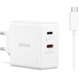 Lenovo Адаптер Lenovo Dual USB-C, 65W, бял - G0A6065WEU (G0A6065WEU)