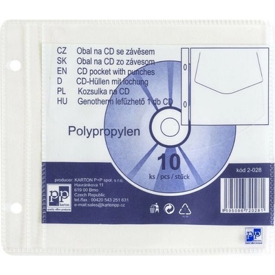 Prospektový obal na CD PP - 1řadý, eurozávěs, 120 µm (10 ks)