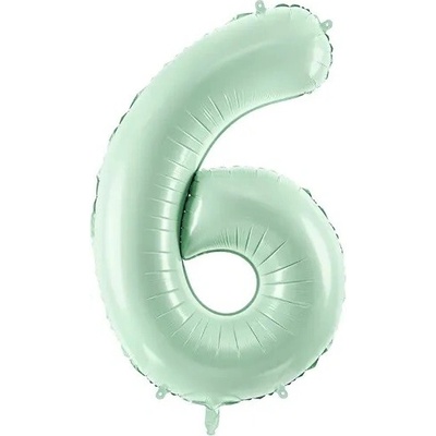 PartyDeco Fóliový balón narozeninové číslo 6 pastelově zelený 72 cm