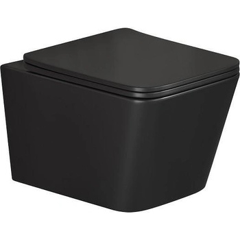 Inter Ceramic Конзолна тоалетна чиния 5135MB TORNADO, Inter Ceramic, седалка и капак, порцелан, черен мат, 36х37х52см (5135MB TORNADO)