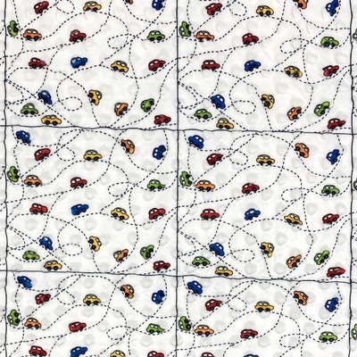 Minky s 3D puntíky bílé, autodráha, š.140