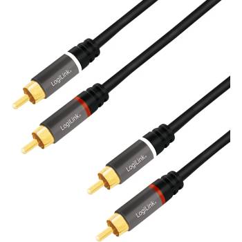 LogiLink Аудиокабел, 2x RCA/M - 2x RCA/M, метален, 1 м