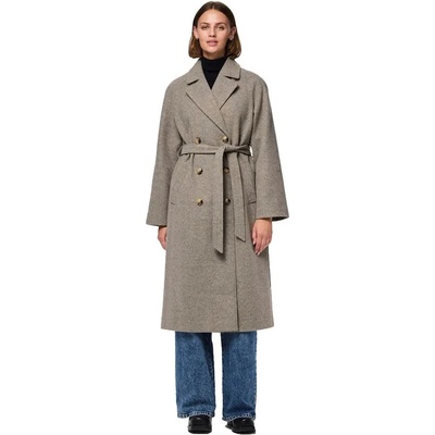 PIECES Палто Pieces Marbel Long coat - Grey (Morel)