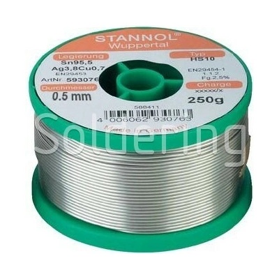 Trubičková pájka Sn95Ag4Cu1, HS10 (Ø0,5mm, 250g) - 104000394
