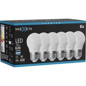 Mexen Nova 6x LED крушка E27, G45, 6W, Студена - 6500K, 630 lm - L101-E27-0665-01x06 (L101-E27-0665-01x06)