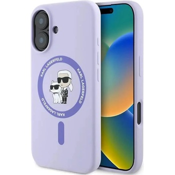 KARL LAGERFELD Силиконов Karl&Choupette Heads Ring MagSafe Case за iPhone 16 Plus - лилав (3666339318734)