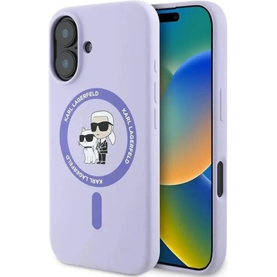 KARL LAGERFELD Силиконов Karl&Choupette Heads Ring MagSafe Case за iPhone 16 Plus - лилав (3666339318734)