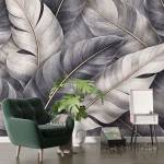 Art Gift Decor Фототапет с елегантни сиви тропически листа