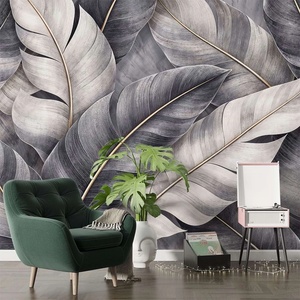 Art Gift Decor Фототапет с елегантни сиви тропически листа