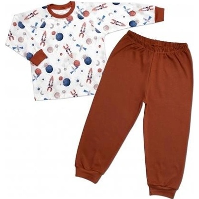 Dětské pyžamo 2D sada Cosmos Mrofi hnědá bílá