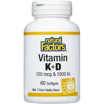 Natural Factors Витамин К2 (MK-7) и D3 60 софтгел капсули | Natural Factors (1292 NF)