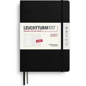 Leuchtturm1917 weekly calendar 2027 dotted medium (A5) with notebook - black - 145 x 210 mm - January-December 2027 - 400257 (400257)