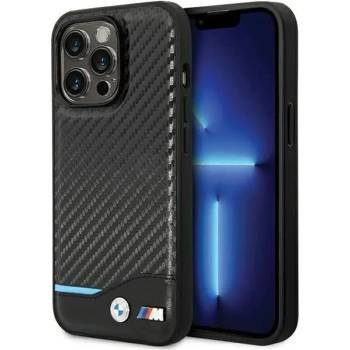 BMW Кейс BMW BMHCP13X22NBCK за iPhone 13 Pro Max 6.7", черен / черем, твърд, Leather Carbon (BMW000653-0)