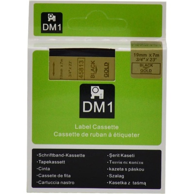 Kompatibilná páska s Dymo 45813, 19mm x 7m, čierny tisk / zlatý podklad