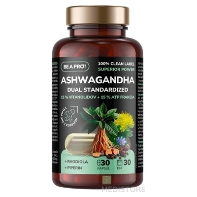 BE A PRO! ASHWAGANDHA Dual Standardized cps+ rhodiola + piperin 30 ks
