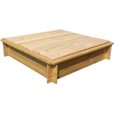 T-WOOD pískoviště čtyřhranné 120 x 120 x 26 cm s dřevěným krytem přírodní – Zboží Mobilmania