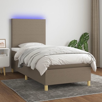 vidaXL Box spring postel s matrací a LED 3135246 textil taupe