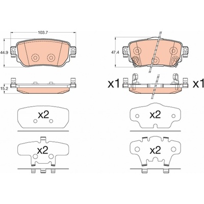 Sada brzdových platničiek kotúčovej brzdy TRW GDB3617