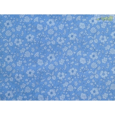 modrá bavlněná látka 201 s kvítky š. 300cm