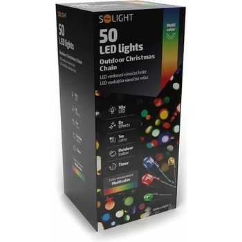 Solight LED vonkajšia vánočná reťaz 100 LED 10m prívod 3m 8 funkcií časovač IP44 viacfarebný 1V101-M