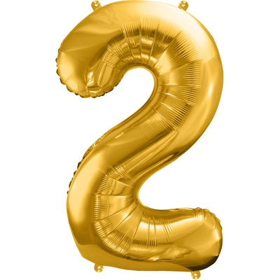 PartyDeco Fóliový balónek číslo 2 zlatý 86 cm