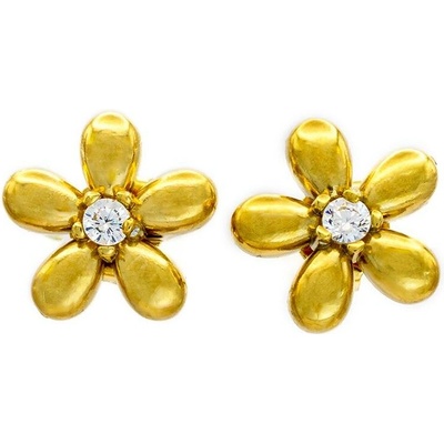 BRUNOshop.cz Náušnice KYTIČKA s kamínkem gold S4535