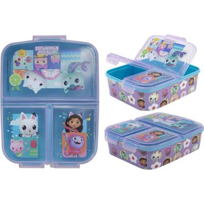 Raňajkový/obedový box STOR 21220 3 priehradky Cat House Gabi (fialový).