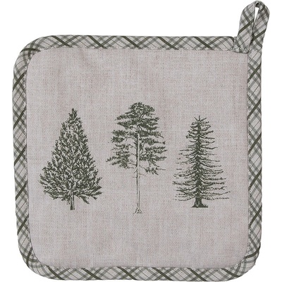 Clayre & Eef Béžová bavlnená Chňapka podložka so stromčekmi Natural Pine Trees 20 x 20 cm