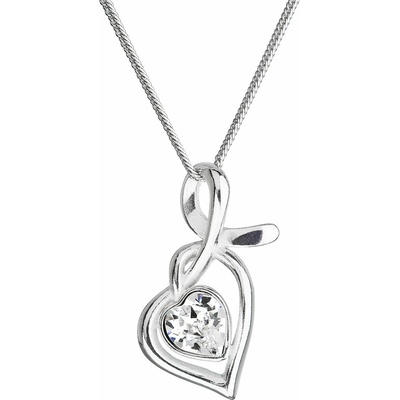 Pavona Strieborný náhrdelník so Swarovski krištáľmi srdce biele 32071.1