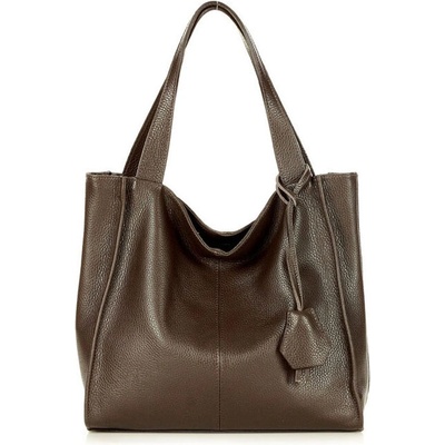 Mazzini Genuine Leather Marco Tmavohnedá kožená shopper kabelka Portofino Max