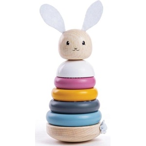 Bigjigs Toys Bigjigs Baby Дървена моторна сглобяема кула зайче (BJ32001)