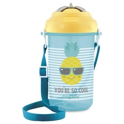 CANPOL BABIES Cestovní sportovní láhev se slámkou a víčkem ananas 400ml