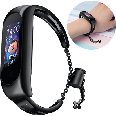 Hurtel Náhradní kovový náramek s řetízkem pro Xiaomi Mi Band 6 / 5 / 4 / 3 černý 9145576225530