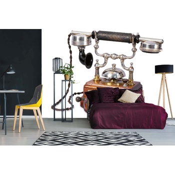 DIMEX ART s. r. o Самозалепваща се флизелинова фототапета старомеден телефон 375 x 250 см