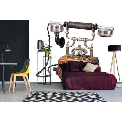 DIMEX ART Самозалепваща се флизелинова фототапета старомеден телефон 375 x 250 см